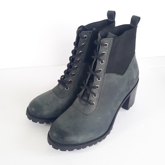 Matisse Leather Lace Up Ankle Boots Moss - Picture 8 of 8